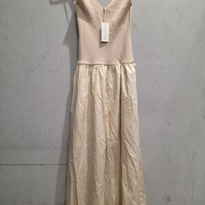 Moon River Strapless Cream Maxi Dress